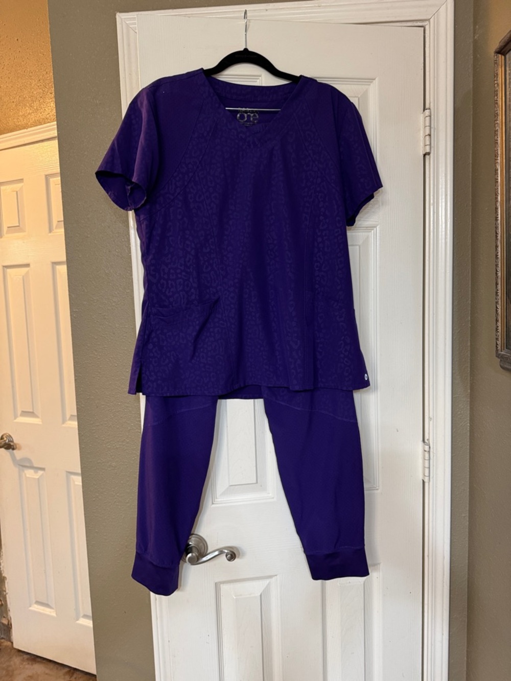Barco Uniforms Women's Purple Scrub Top and Jogger Set